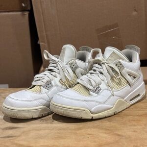 Nike Air Jordan 4 Retro 25th Silver Anniversary White Sneakers Men's Size 10